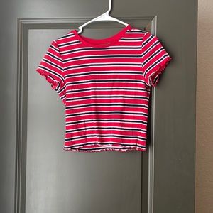 Red striped crop top